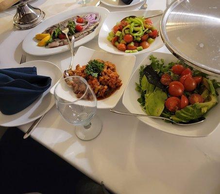 Salads- Herring, Achuchuk, Eggplant, Avocado With Tomato