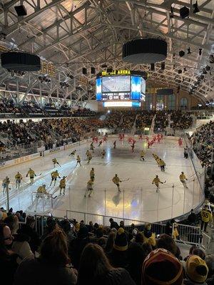 Pre-game warmups before 3-0 Senior Night victory over OSU.