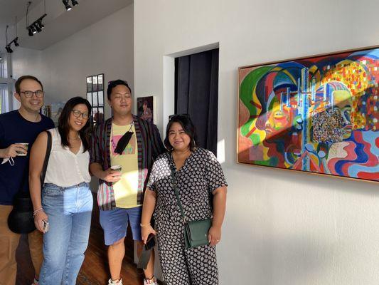 PMLAB (minus Ben) enjoying gallery https://bit.ly/Tambayancollective2023 That's a cherry wood frame! Thanks for a solid job, PPF!