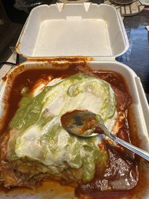 Digging into a bean and cheese wet burrito !