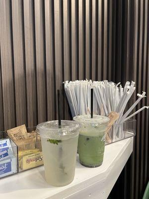 Cucumber Mint Lemon Spritzer Refresher & Blackberry Matcha