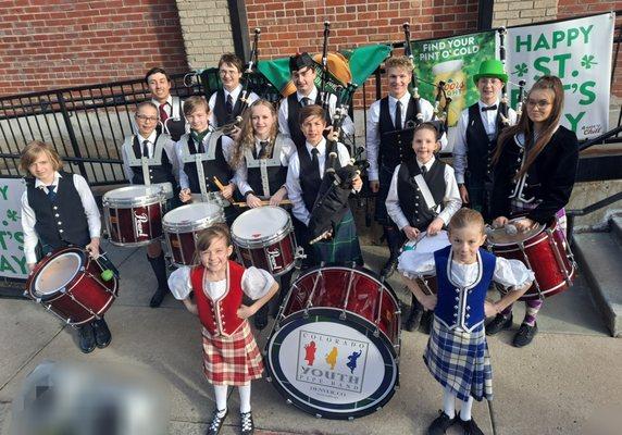 Colorado Youth Pipe Band at St Patrick's Day event