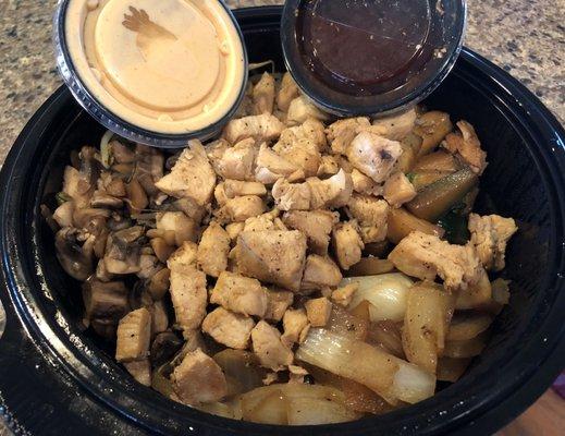 Veggie Bowl, added chicken, for just under $11! (4/11/2019)