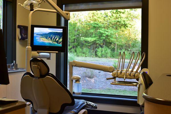 One of our treatment rooms with a nice outside view