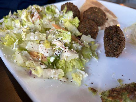 Side Greek salad and falafel