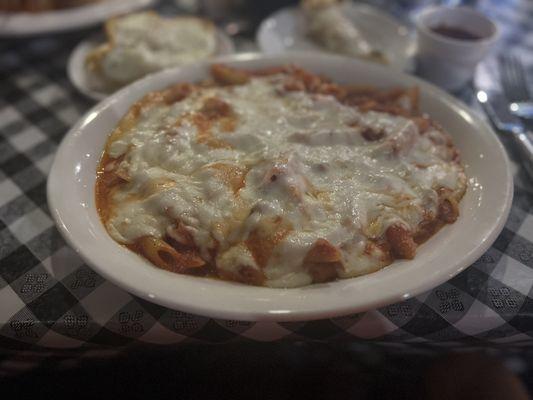 Baked Ziti Siciliano with meat sauce