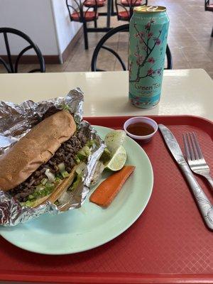 Carne Asada Torta Arizona diet Green Tea