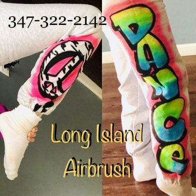 Airbrush dance gear, dance bags, custom sweatpants, peace love and dance, zebra print