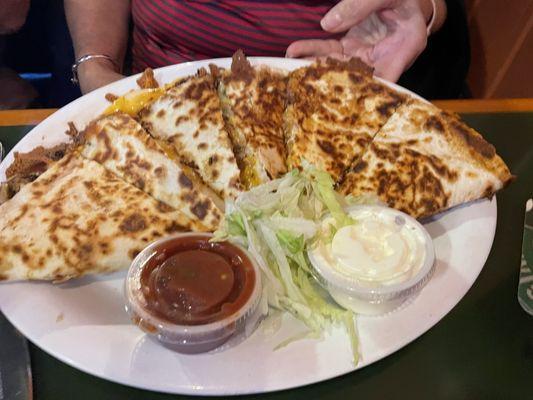 Moms pulled pork quesadilla delicious