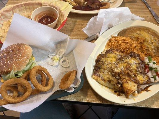 Beef Enchilada & Bacon Cheeseburger Combo