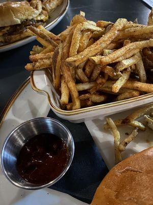 The fries that came with our sandwiches and house made ketchup...the fries were crispy and seasoned so well! And we LOVED the ketchup!