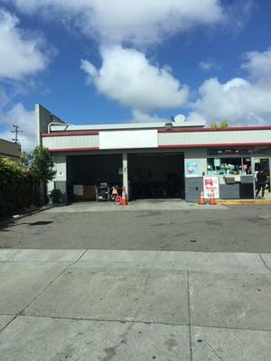 76 Gas/Smog station {Airport Blvd. & Grand}.