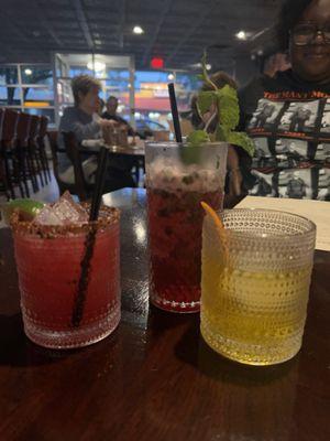 Hibiscus mojito, mezcal margarita, old fashioned