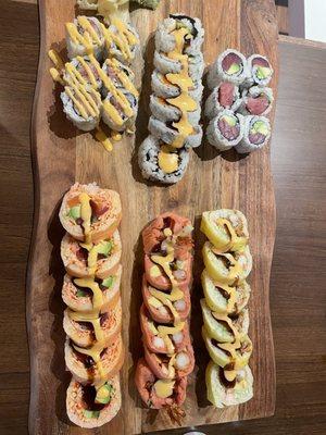 Tuna Avocado Roll, Sexy Roll, Spicy Yellow Tail Roll, Zig Zag Roll, Rock n Roll, Crazy Horse Roll