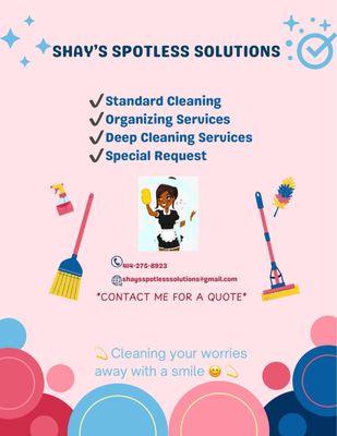 Book Me for your cleaning needs!