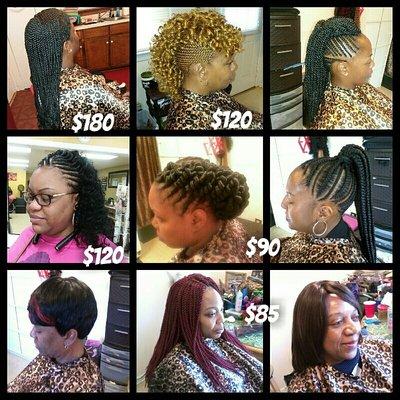 Styles $40-200 Close Cornrows, Cornrow Updos, Crochet Braids, Flat Twist, Sew-In, Natural Creations, Mohawks & Pony-Tails..Styles That Last,