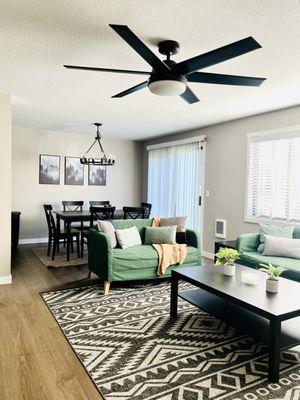 Living room, dining room and floor cleaning at a local Airbnb rental