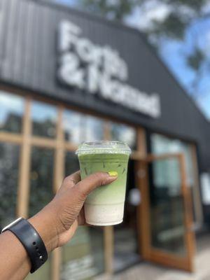 Iced Matcha Latte w/Oat Milk and vanilla