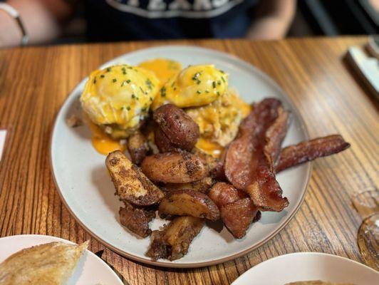 King crab eggs Benedict