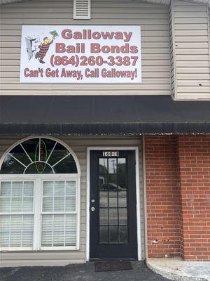 Galloway Bail Bonds Office at 1604 North Main Street, B Anderson, SC 29621.