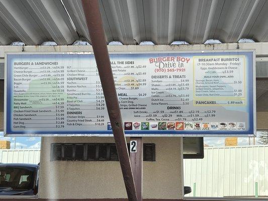 Menu board