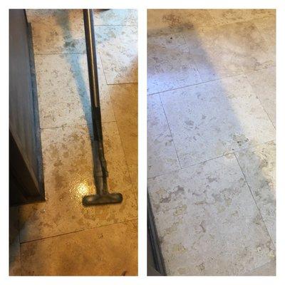 Before and After - Kitchen Natural Stone Tile Cleaning