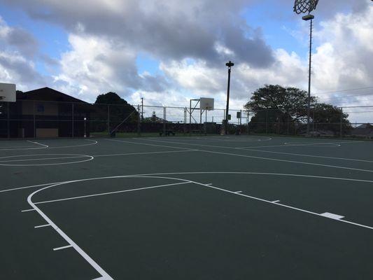 Nice basketball court!  4 nets and very clean.