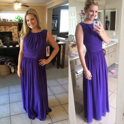 They did such a great job making my bridesmaid dress fit perfectly!! Here's the before (left) and after (right)