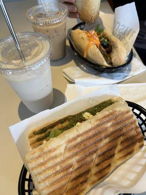 Eggcado Panini Sandwich, Pork Banh Mi, Sunday Shakerato, Black Sesame Latte