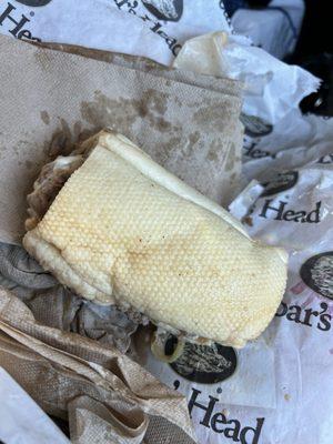 Bottom of Philly Cheese Steak Sandwich