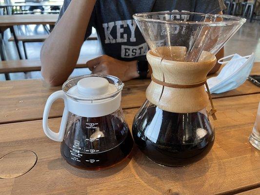 Hand Pour Over (left) and Chemex (right)