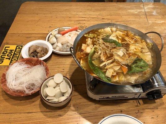 Hot Pot with extra fish balls- sliced so thin that you can see through it.