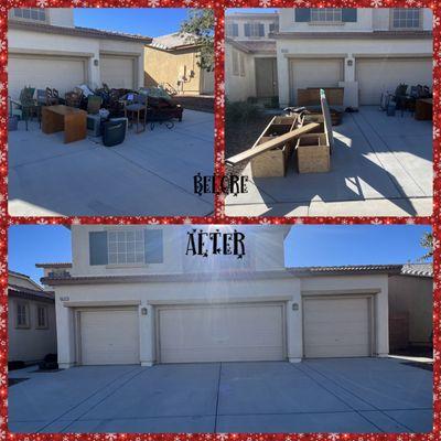 Before and after of our job. The realtor was in a hurry so we moved it all out of the garage so she could leave while we finished up!