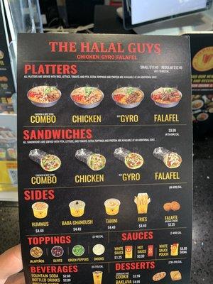 Take out menu