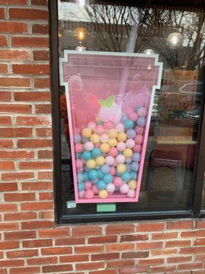 Cute boba display window