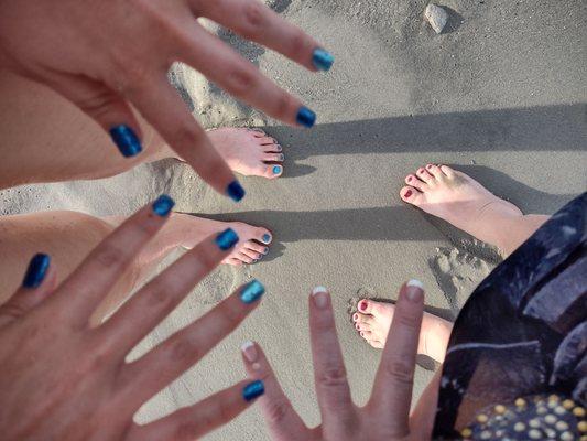 Mother daughter mani-pedis.