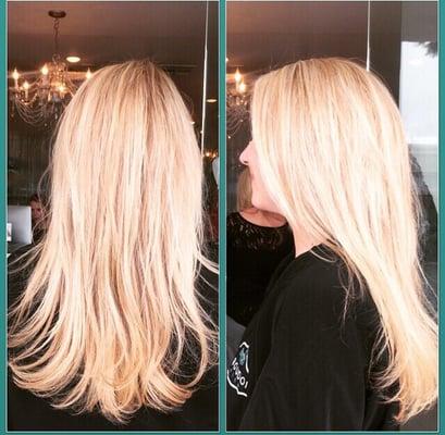 Beautiful blond highlights. Blowout and style.  Hair done by Jolene