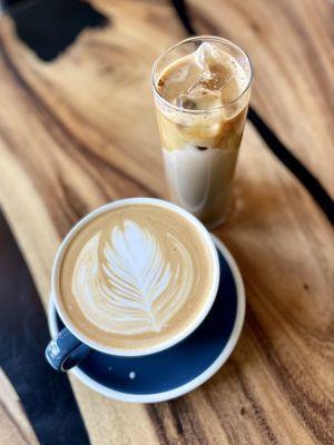 Cereal Milk Latte and an Iced Lavender Latte