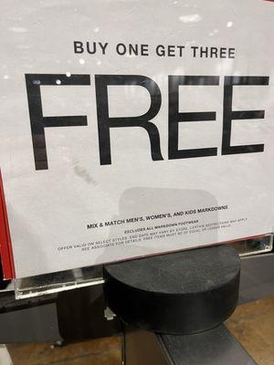 sign of buy one get three free MIX AND MATCH