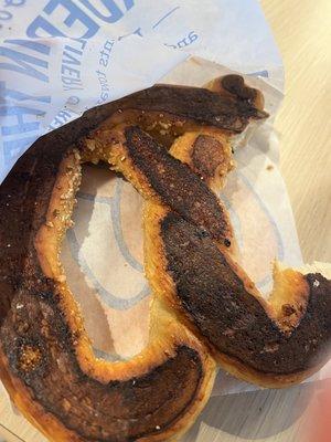 Completely burnt pretzel