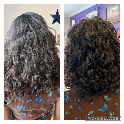 Before and after cut and conditioning treatment.