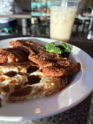 Pork Katsu and Green Milk tea. Delish and affordable !