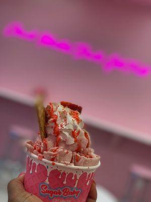 Custom strawberry cheesecake ice cream