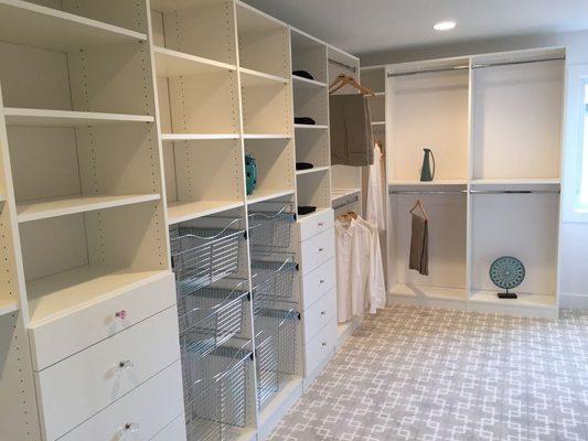 Custom walk-in closet system by Closets For Life.