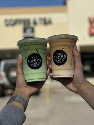 ig: @whatsviveating  |  matcha pandan latte and cuppo jane