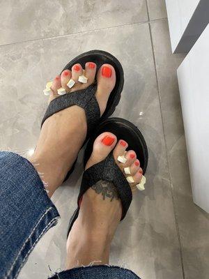 4/30/22 A perfect flip flop color! Very relaxing pedi & massage done by Jenny.