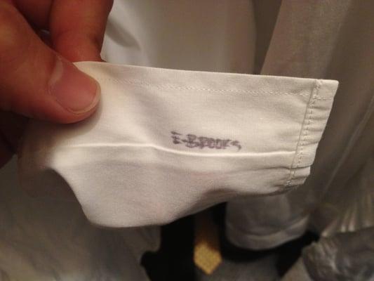 Elite Cleaners wrote on my shirt!