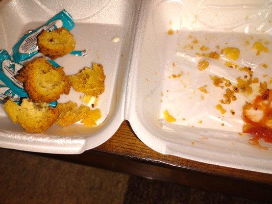 Hushpuppies with barely cooked, extremely greasy centers