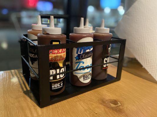 Variety of sauces.