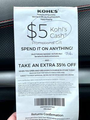 You receive a $5.00 Kohl's cash for any Amazon return. This is pretty cool!